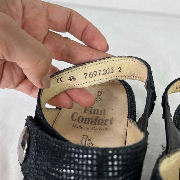 Finn Comfort Made in Germany Black Leather Sandals Size UK4.5 D/US 7, boho, chic - Picture 3 of 6